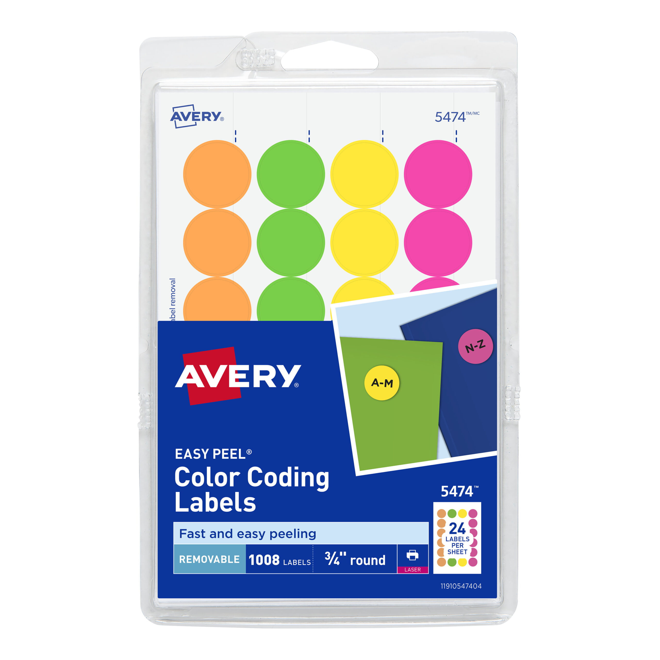 Avery Removable Print Or Write Color Coding Labels 3 4 Round 