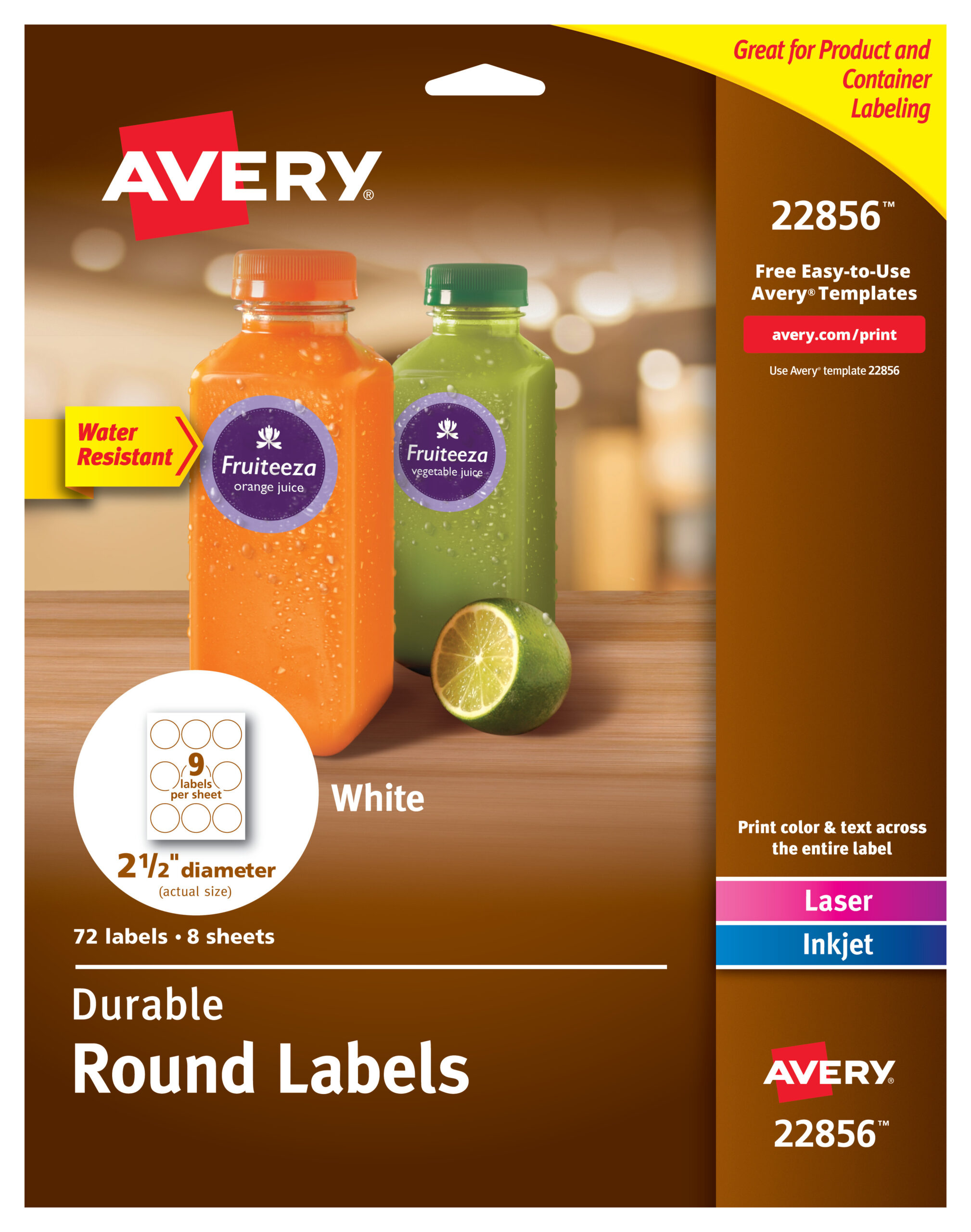 Avery Round Labels For Laser Inkjet Printers 2 5 72 Water 