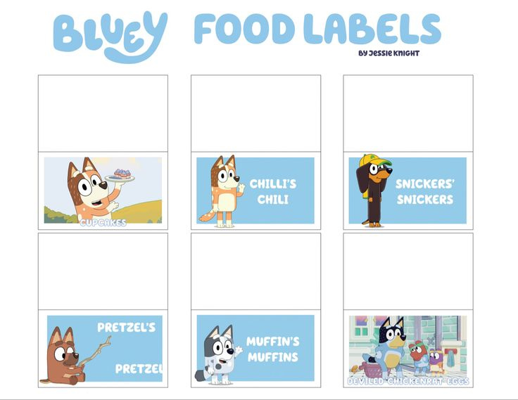 Bluey Party Food Labels In 2021 Party Food Labels Party Labels 6th 