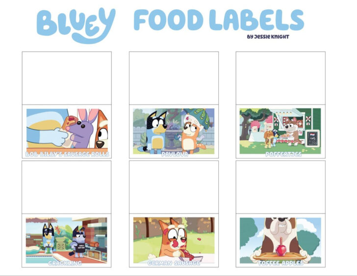 Printable Bluey Party Food Labels Printable Labels