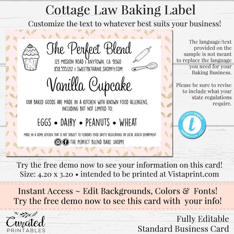 FREE Printable Cottage Food Label Template Printable Labels