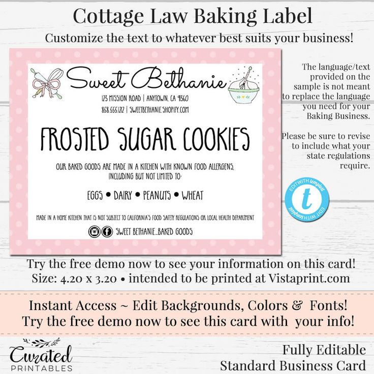 Cottage Law Label Bakers Label Cookie Product Label DIY Etsy Label 