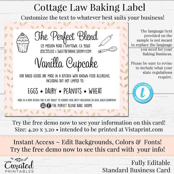 Printable Cottage Food Label Template