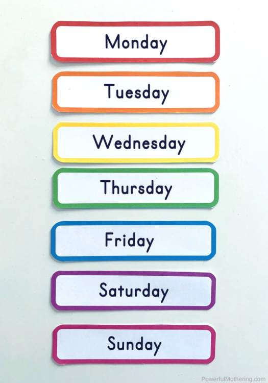 Days Of The Week Printable Cards Preschool Classroom Labels 