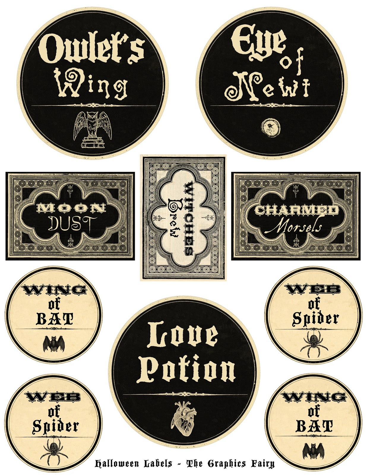 Details About Halloween Magic Steampunk Mini Bottle Labels Glossy 