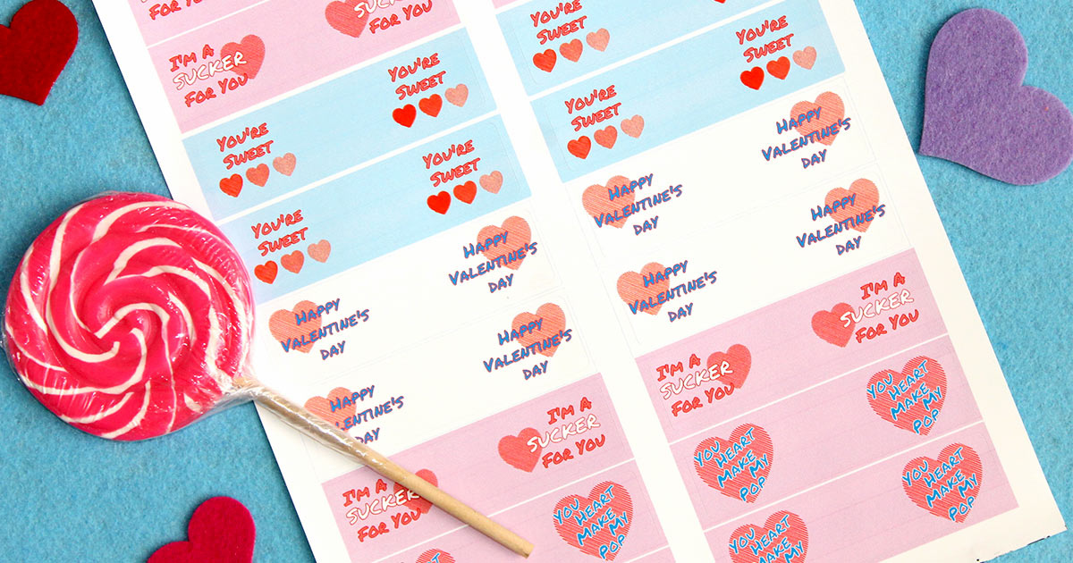 Easy Classroom Valentines Custom Lollipop Labels