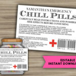 EDITABLE INSTANT DOWNLOAD Chill Pills Printable Label Etsy