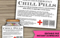 EDITABLE INSTANT DOWNLOAD Chill Pills Printable Label Etsy