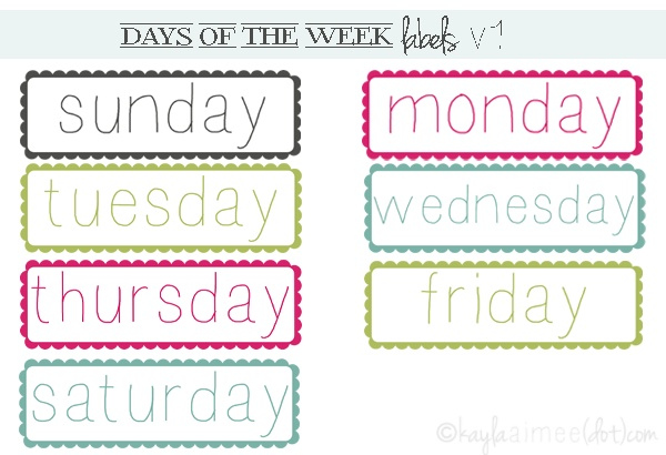  free Days Of The Week Labels Classroom Labels School Printables 