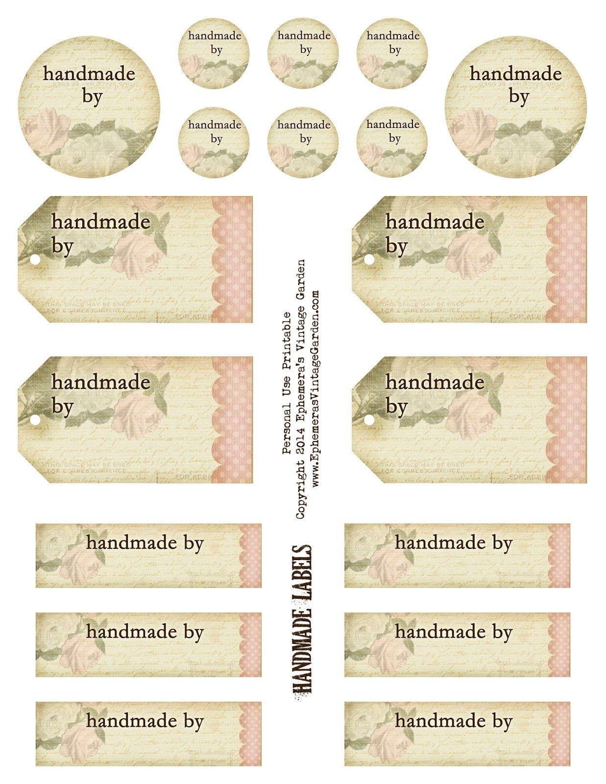 Free Printable Handmade By Tags And Labels Labels Printables Free 