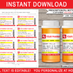 Gag Prescription Labels Template Fake Prescription Pill Bottle Labels