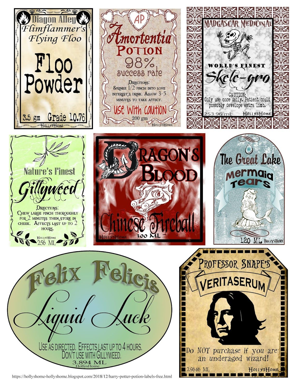 Harry Potter Potion Labels Free Printable Harry Potter Potion Labels 