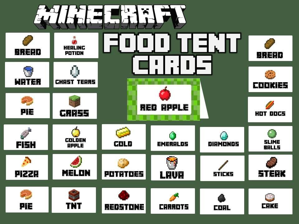 Image Result For Minecraft Printable Food Labels Minecraft Food Diy 