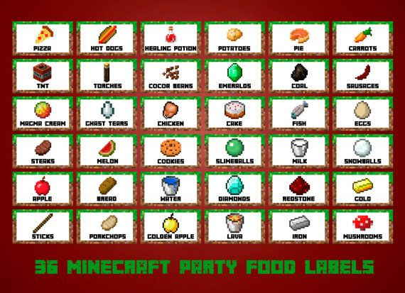 Minecraft Food Labels Minecraft Food Minecraft Food Labels 