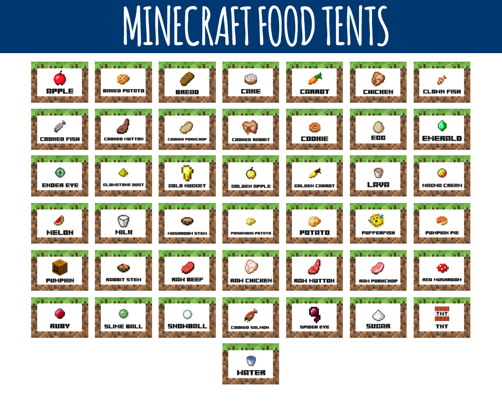 Minecraft Food Labels Minecraft Food Tents LittleLight