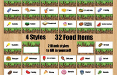 Minecraft Printable 32 Food Labels 2 Blank Styles To Write On Youself