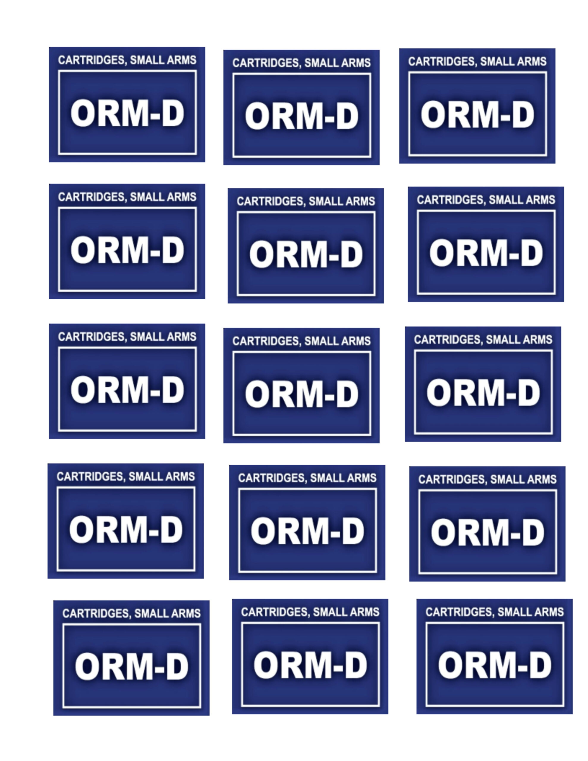 ORM D Small Arms Cartridge Labels 1 Set Of 15 Stickers Measures 2 5in X 