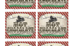 Polar Express Hot Chocolate Labels Red