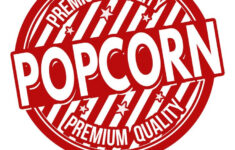 Popcorn Label Or Stamp On White Background Vector Illustration