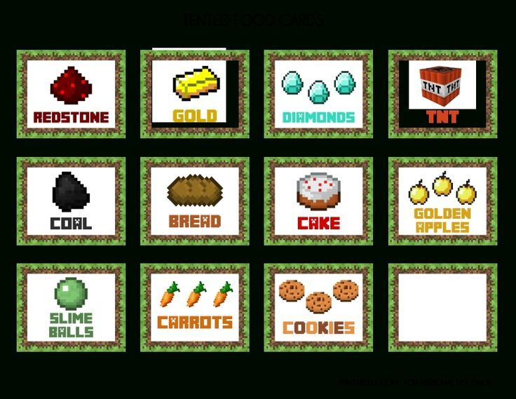 Printable Minecraft Food Labels Creative Little Parties Throughout 