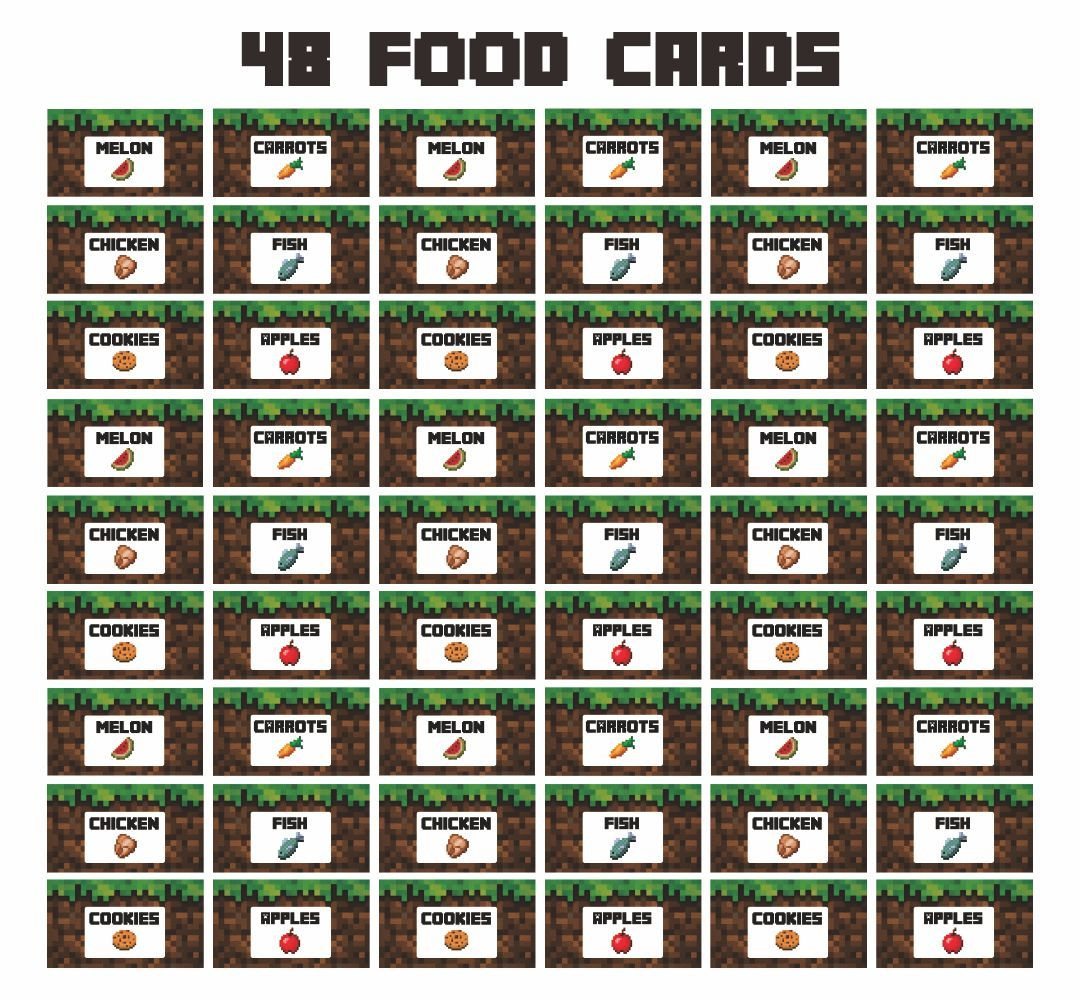 Printable Minecraft Food Tent Cards Minecraft Food Printables 