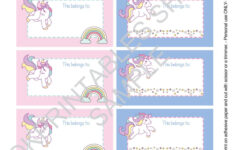 Printable Unicorns Labels For School Supplies Labels Printable Set Of