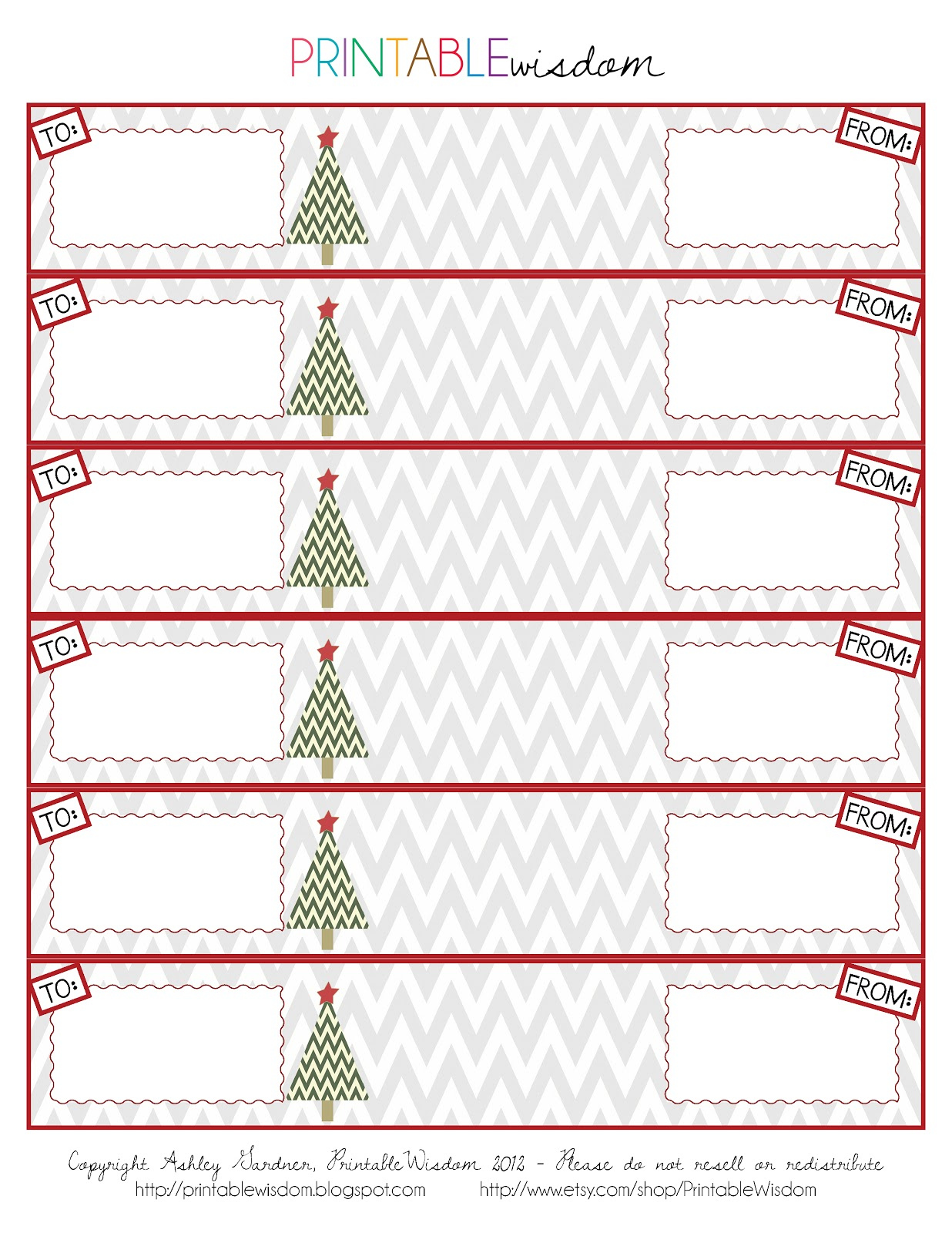 PrintableWisdom DIY Christmas Card Wrap around Address Labels Free 