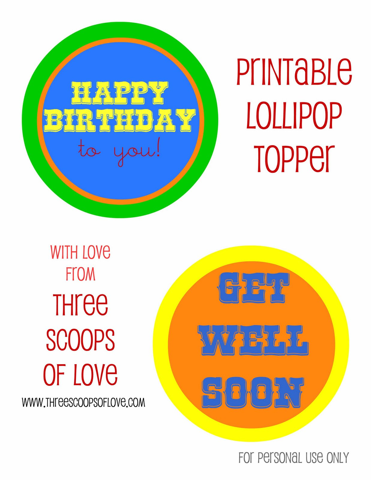 Three Scoops Of Love Lollipop Printable