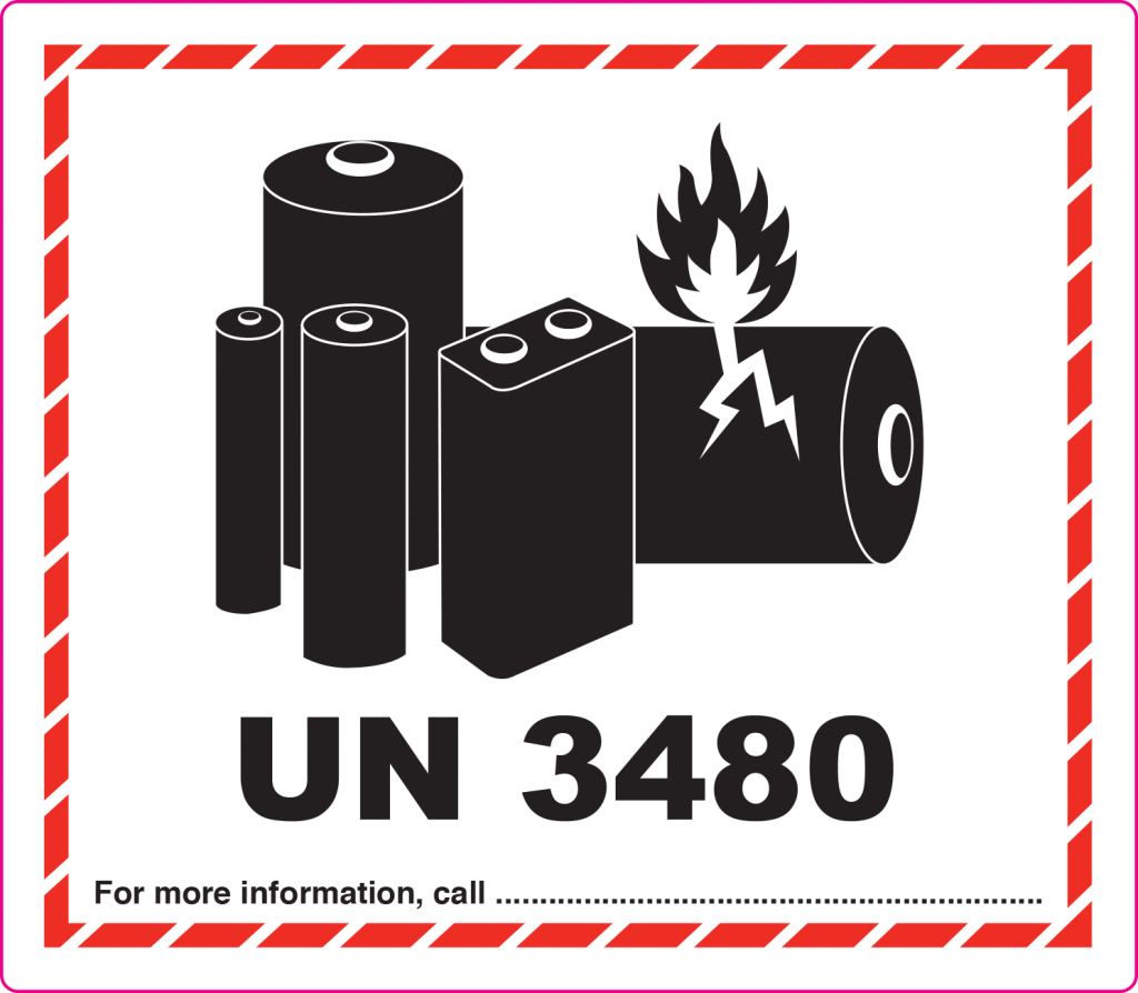 UN 3480 Battery Labels 126mm X 110mm Limpet Labels