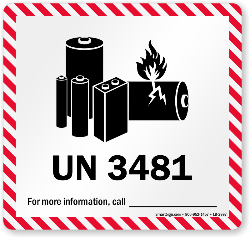 UN 3481 Label Lithium Battery Labels 250 Labels Roll SKU LB 2997