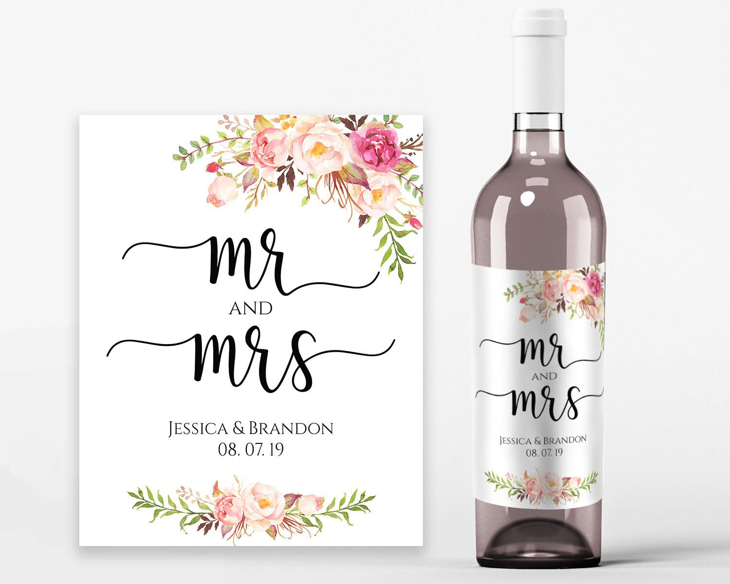 Wedding Wine Labels Wedding Wine Printable Wine Label Template Etsy 