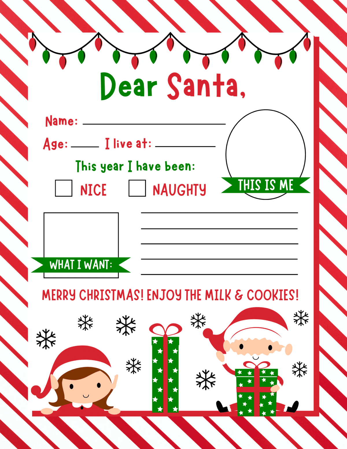10 Free Printable Letters To Santa Templates - Prudent Penny Pincher throughout Free Printable Santa Letter Templates