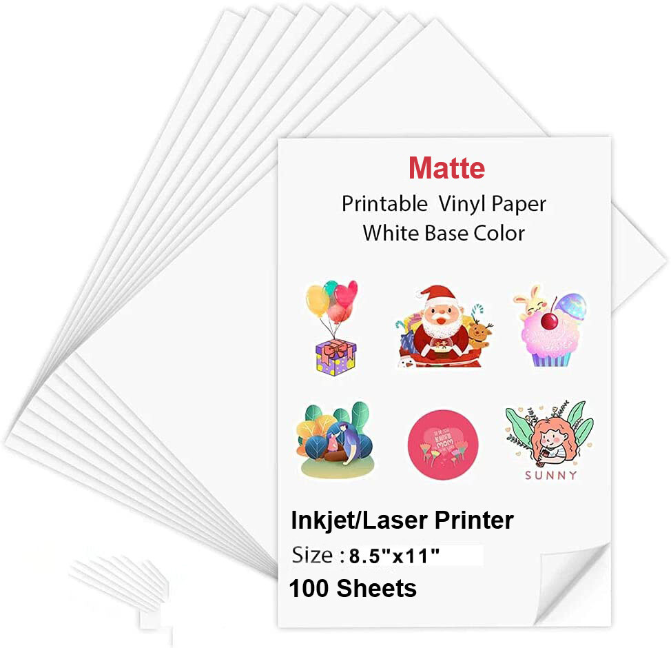 100 Bedruckbare Vinyl Aufkleber Papier Matt 8,5 X 11 Für Cricut Tintenstrahl Las inside Laser Printable Vinyl Labels