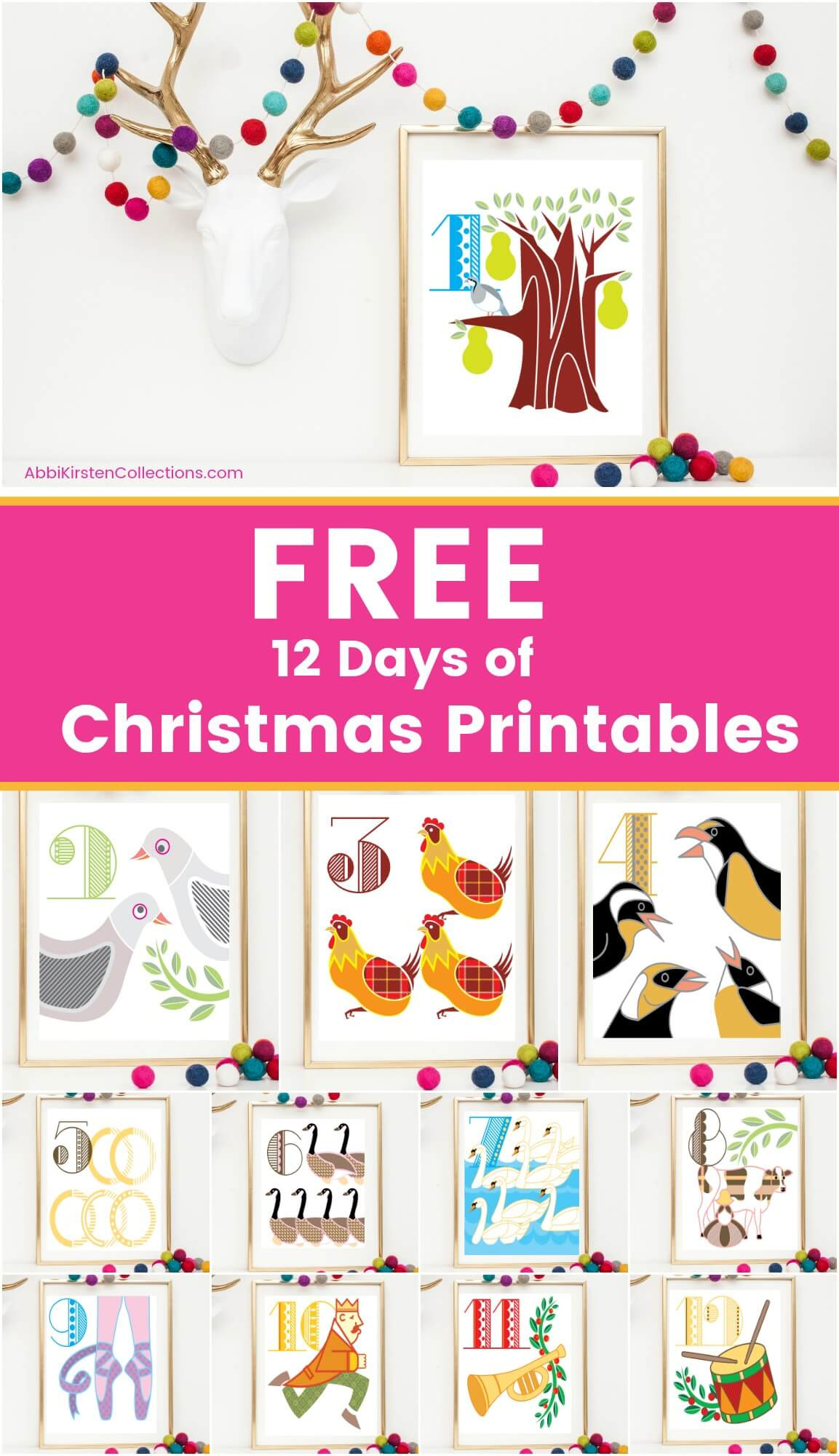 12 Days Of Christmas Printables: Free Christmas Printable Wall Art pertaining to Free Printable 12 Days of Christmas