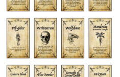 12 X Harry Inspired Potion Labels regarding Printable Potion Labels Harry Potter