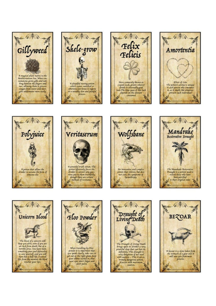 Printable Potion Labels Harry Potter