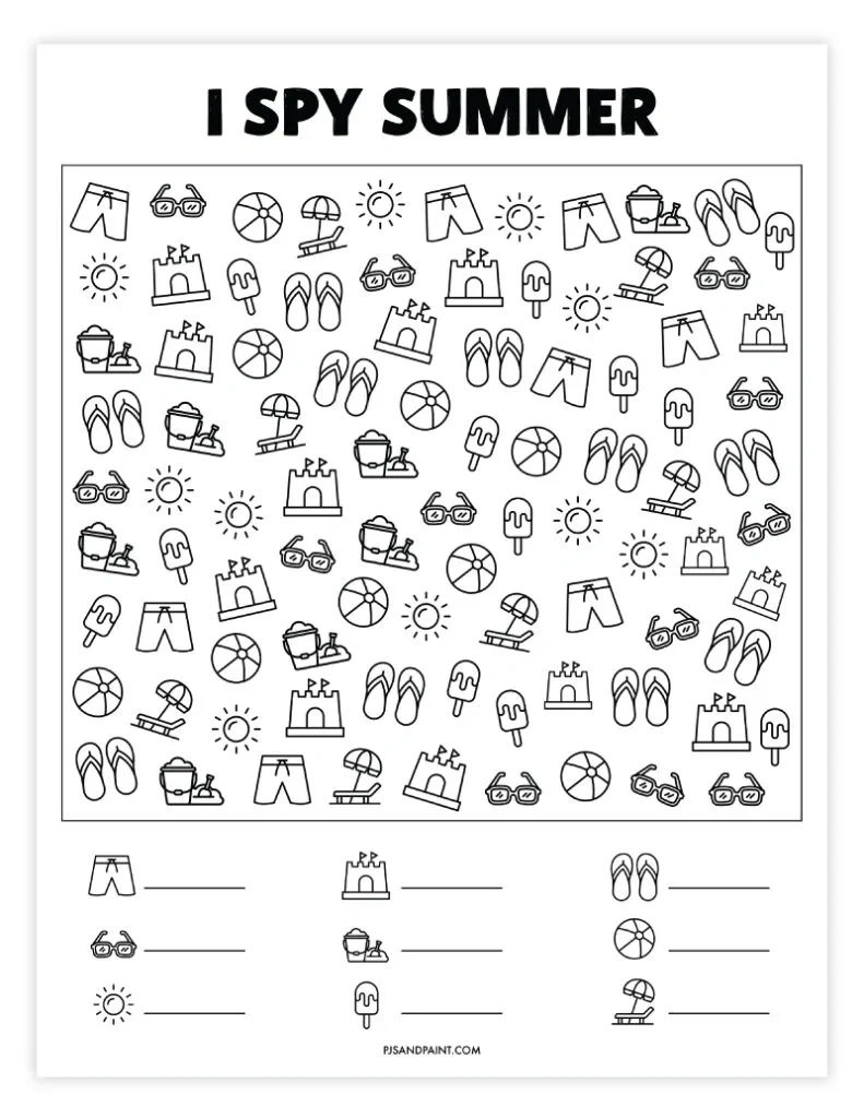 13 Free Printable Summer Games And Activities - Pjs And Paint intended for Free Printable Summer Activity Sheets