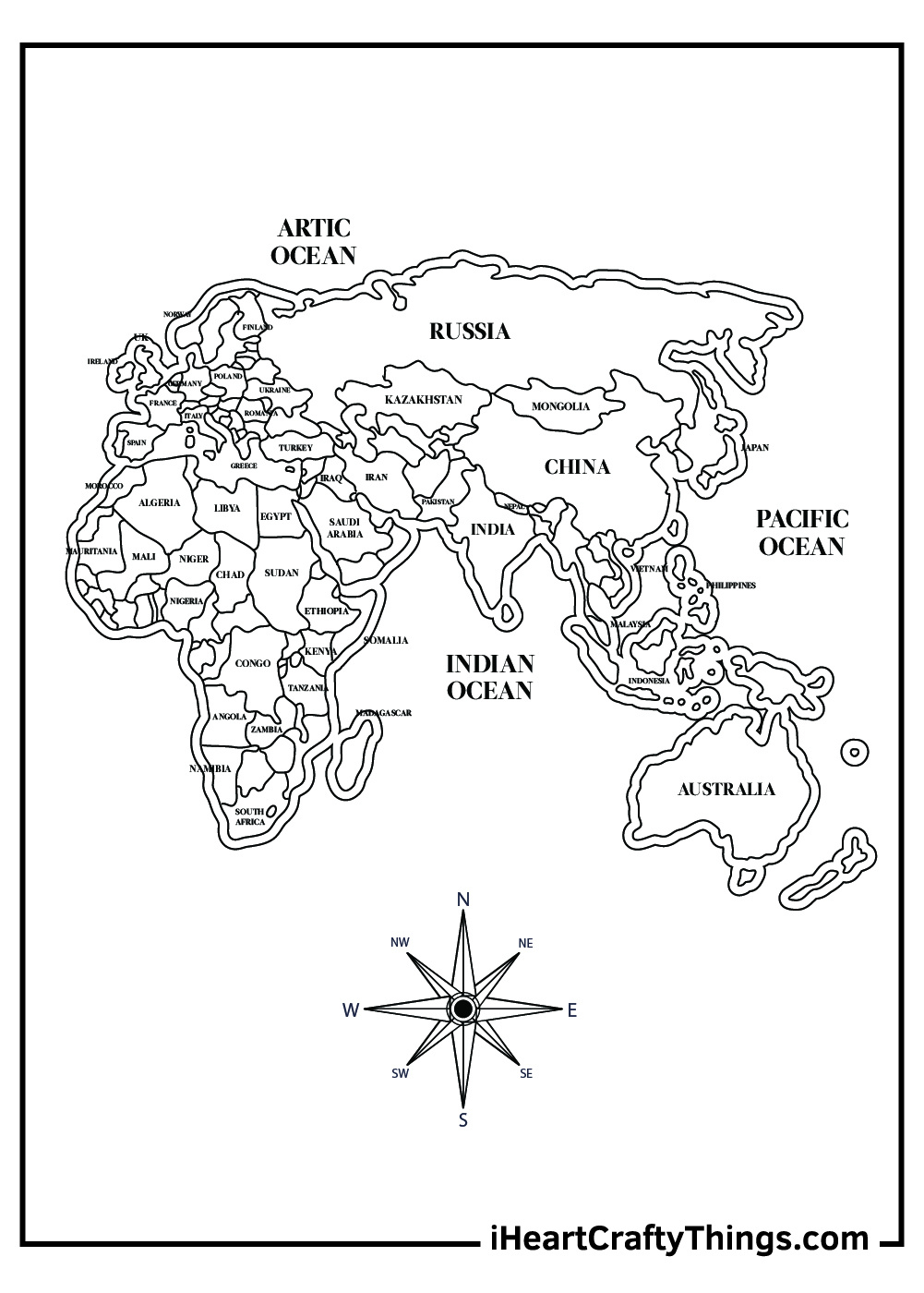 15 World Map Coloring Pages (100% Free Printables) with Printable World Map Coloring Page With Countries Labeled