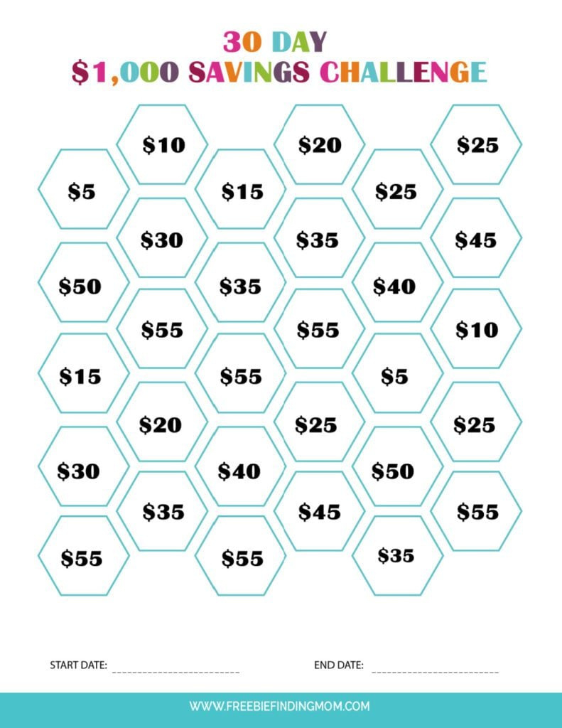 2 Printable Money Saving Challenges for Free Printable Money Saving Challenge