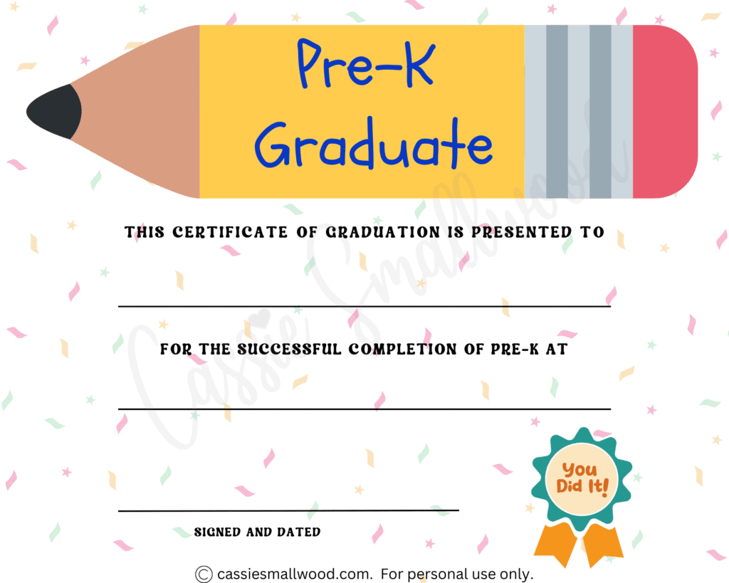 20 Preschool And Kindergarten Graduation Certificates (Free throughout Free Printable Pre K Graduation Certificates