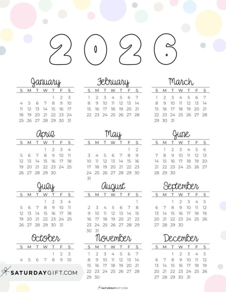 Free Printable 2026 Yearly Calendar Printable