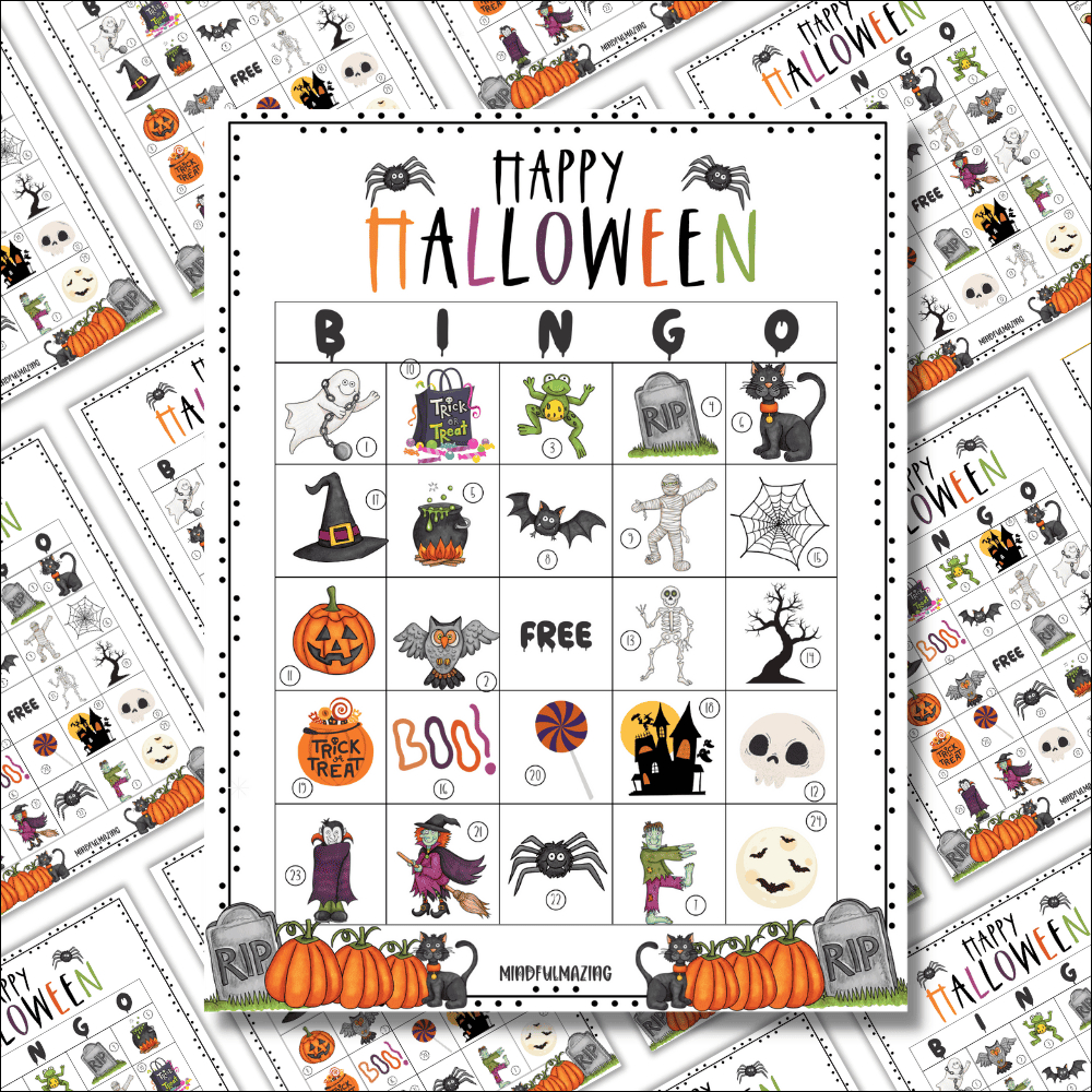 25 Free Printable Halloween Bingo Cards For Kids • Mindfulmazing in Free Printable Halloween Bingo Templates