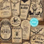 25 Halloween Labels For Bottles / Apothecary Printables Throughout Halloween Labels For Bottles Printable