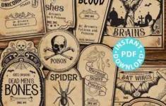 25 Halloween Labels For Bottles / Apothecary Printables throughout Halloween Printable Labels For Bottles