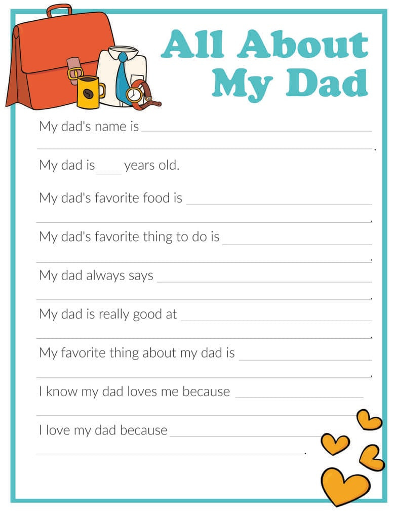 3 Free &amp;quot;All About My Dad&amp;quot; Printables in Free Printable All About My Dad Printable