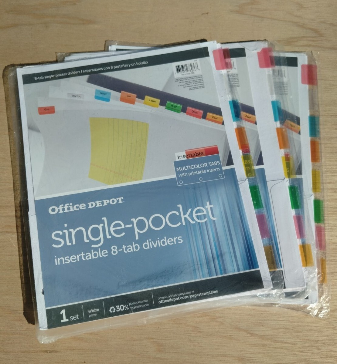3 Pack Lot Office Depot Single-Pocket 8-Tab Dividers Multicolor pertaining to Office Depot Printable Label 8 Tab Dividers