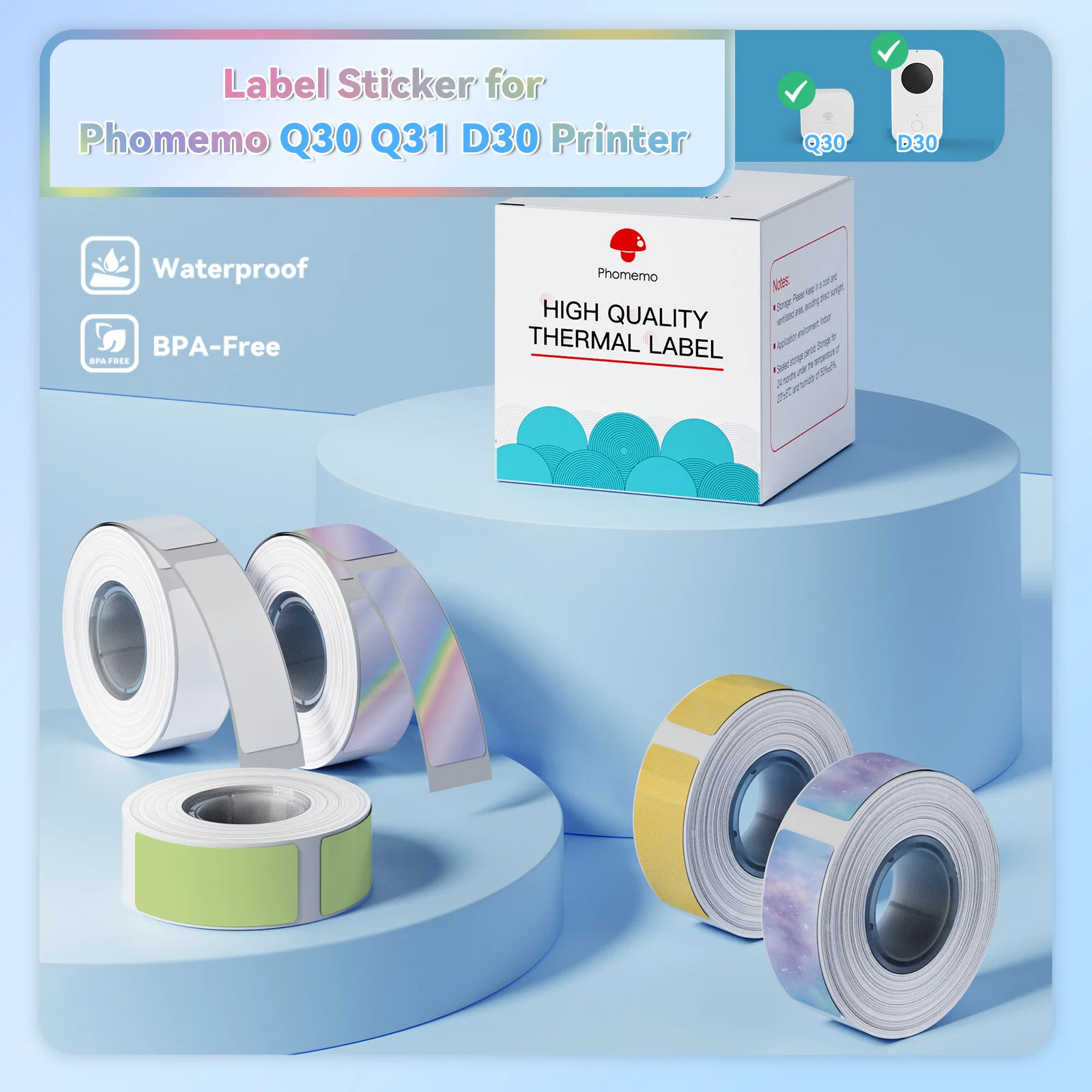 3 Rolls Label Sticker Paper Roll For Phomemo Q30 D30 Printer White Label Tape Reliable Printing Solution For Labeller 6-15Mm - Aliexpress in Printable Label Tape