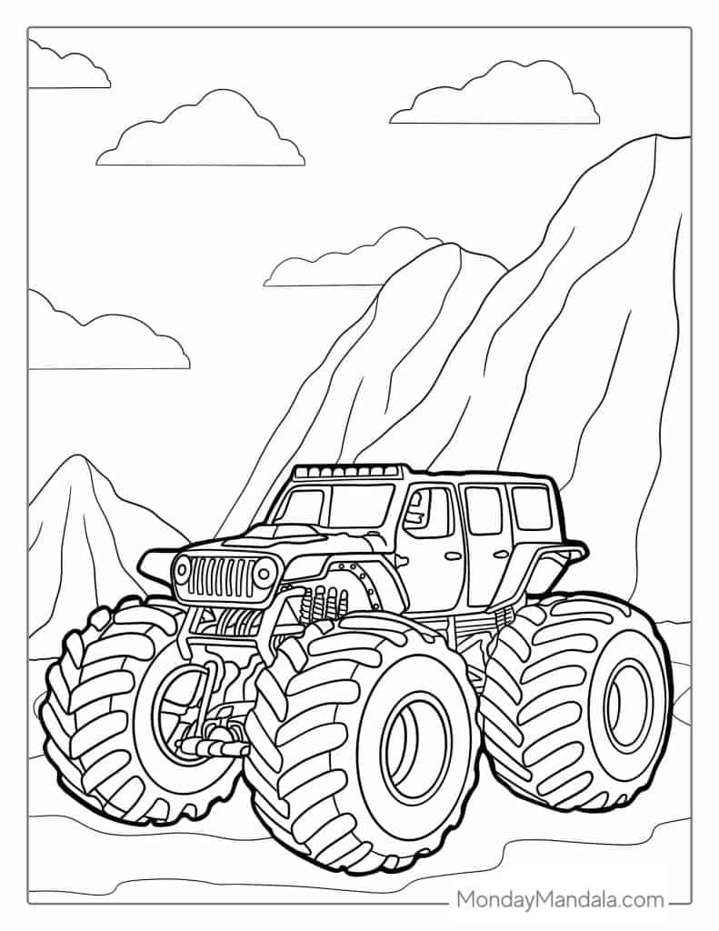32 Monster Truck Coloring Pages (Free Pdf Printables) with Free Printable Truck Colouring Pages