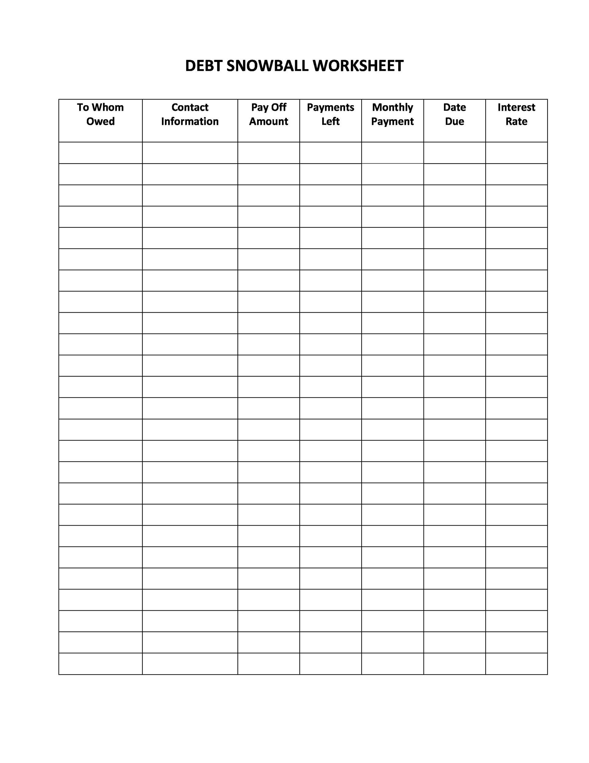 38 Debt Snowball Spreadsheets, Forms &amp;amp; Calculators ❄❄❄ in Free Printable Debt Snowball Worksheet