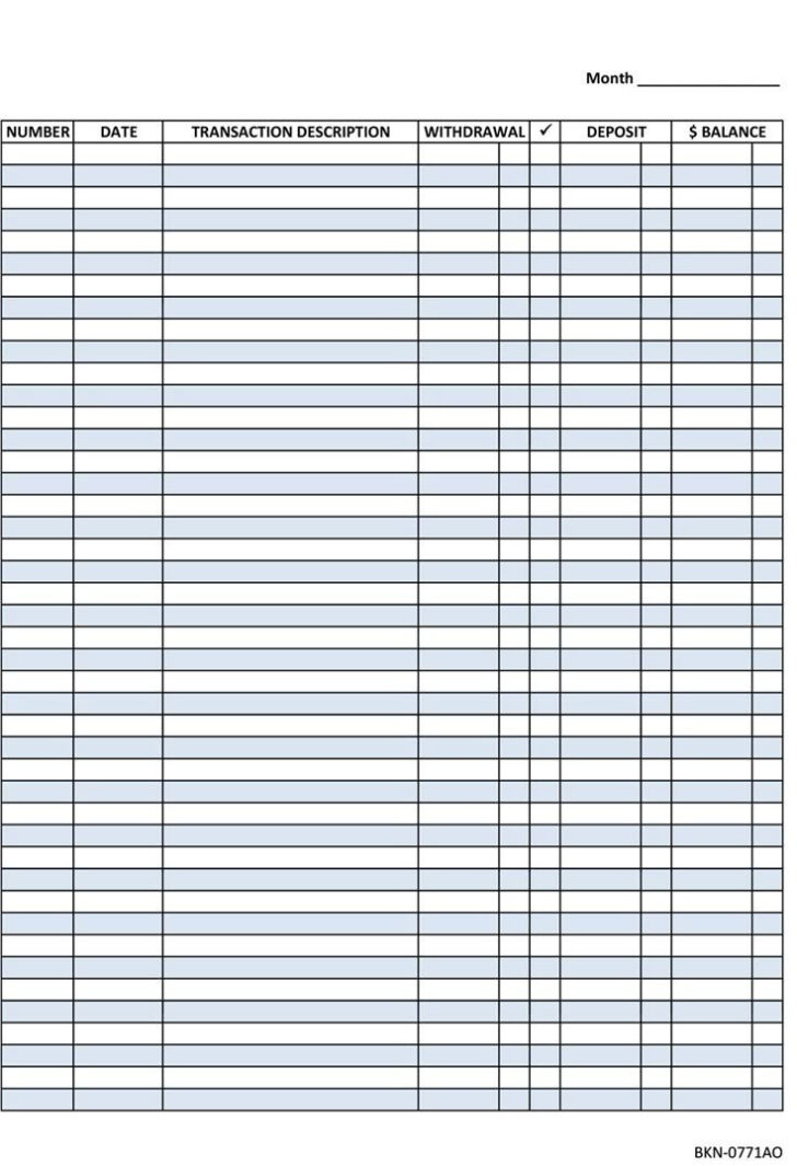 Free Printable Check Register Template